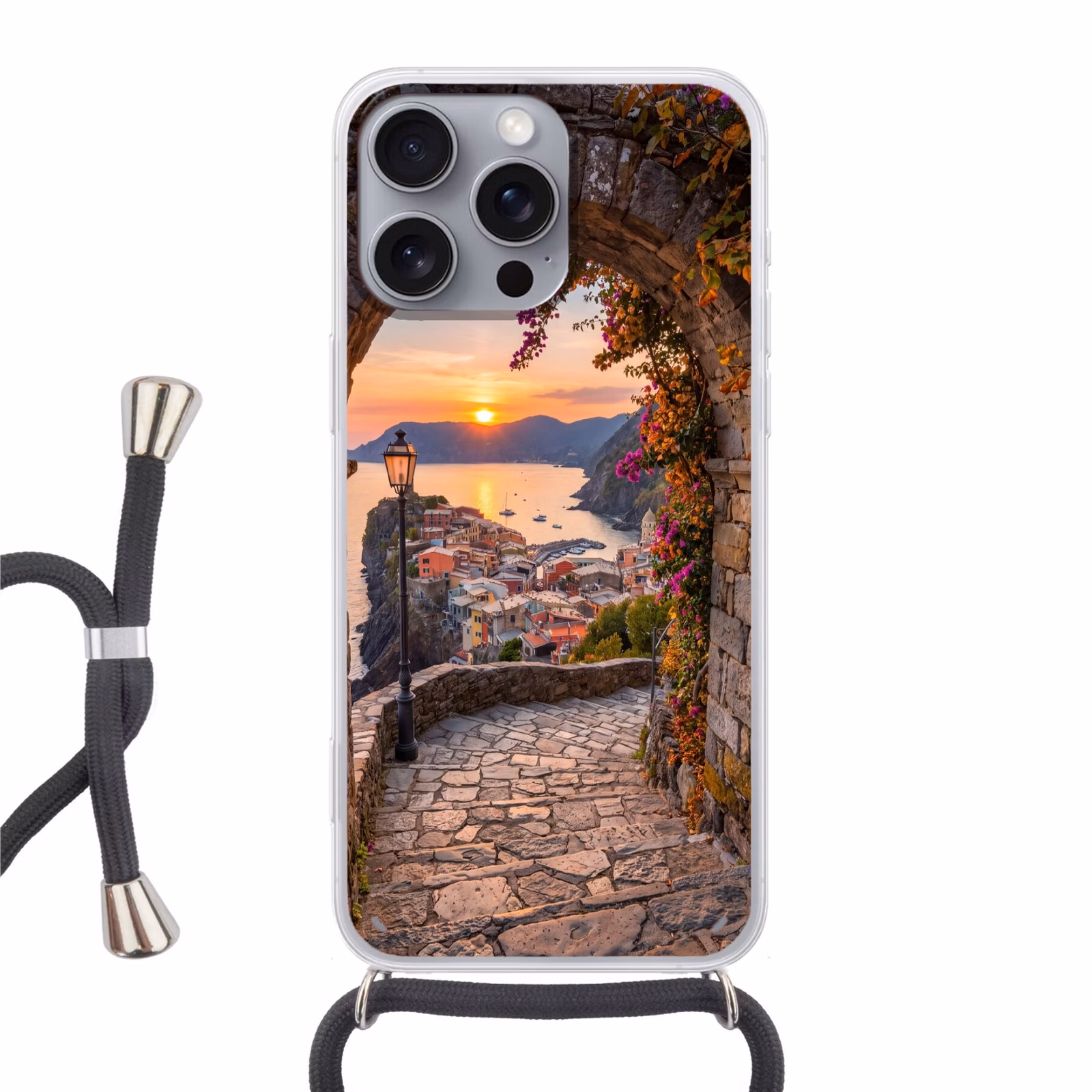 Telefoonhoesje met koord - Boog - Kust - Zonsondergang — 1