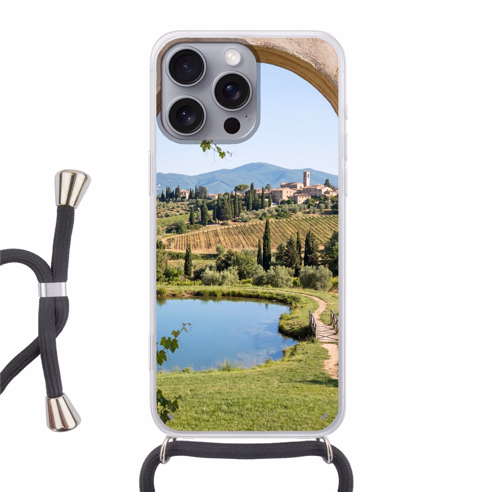 Telefoonhoesje met koord - Dorp - Landschap - Natuur — 1