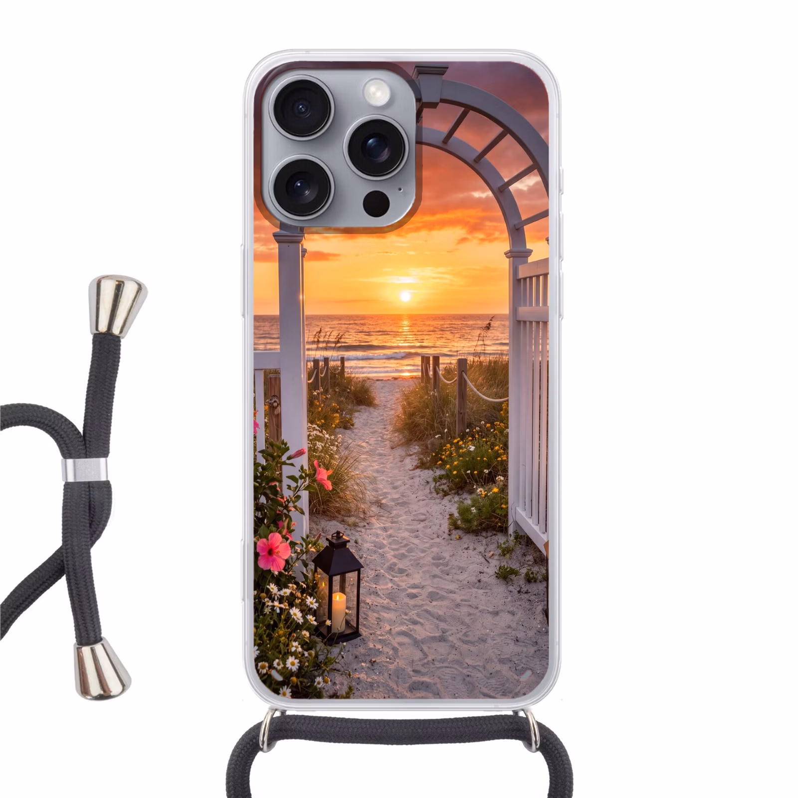 Telefoonhoesje met koord - Zee - Pad - Bloemen — 1