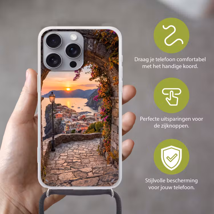 Telefoonhoesje met koord - Boog - Kust - Zonsondergang — 4