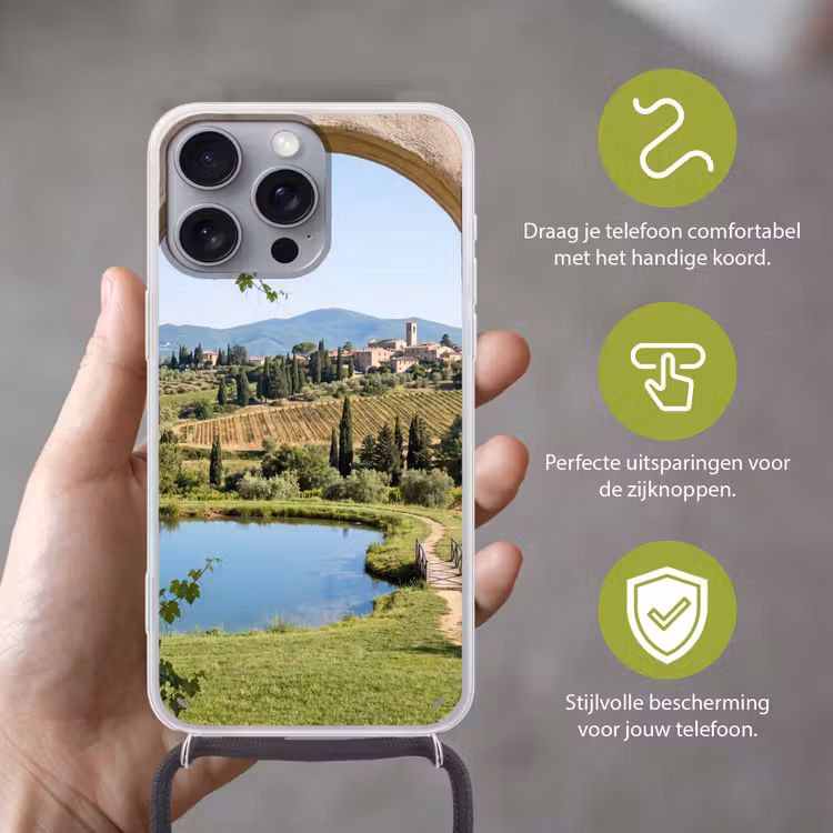 Telefoonhoesje met koord - Dorp - Landschap - Natuur — 4