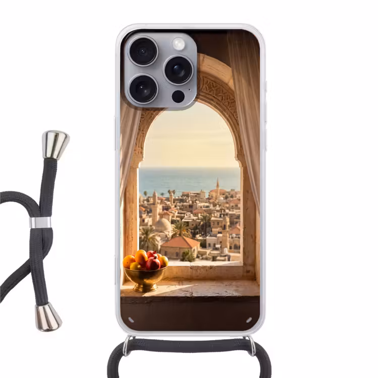 Telefoonhoesje met koord - Raam - Stad - Zee — 1