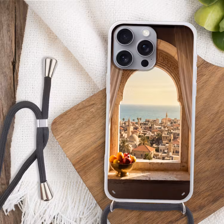 Telefoonhoesje met koord - Raam - Stad - Zee — 3