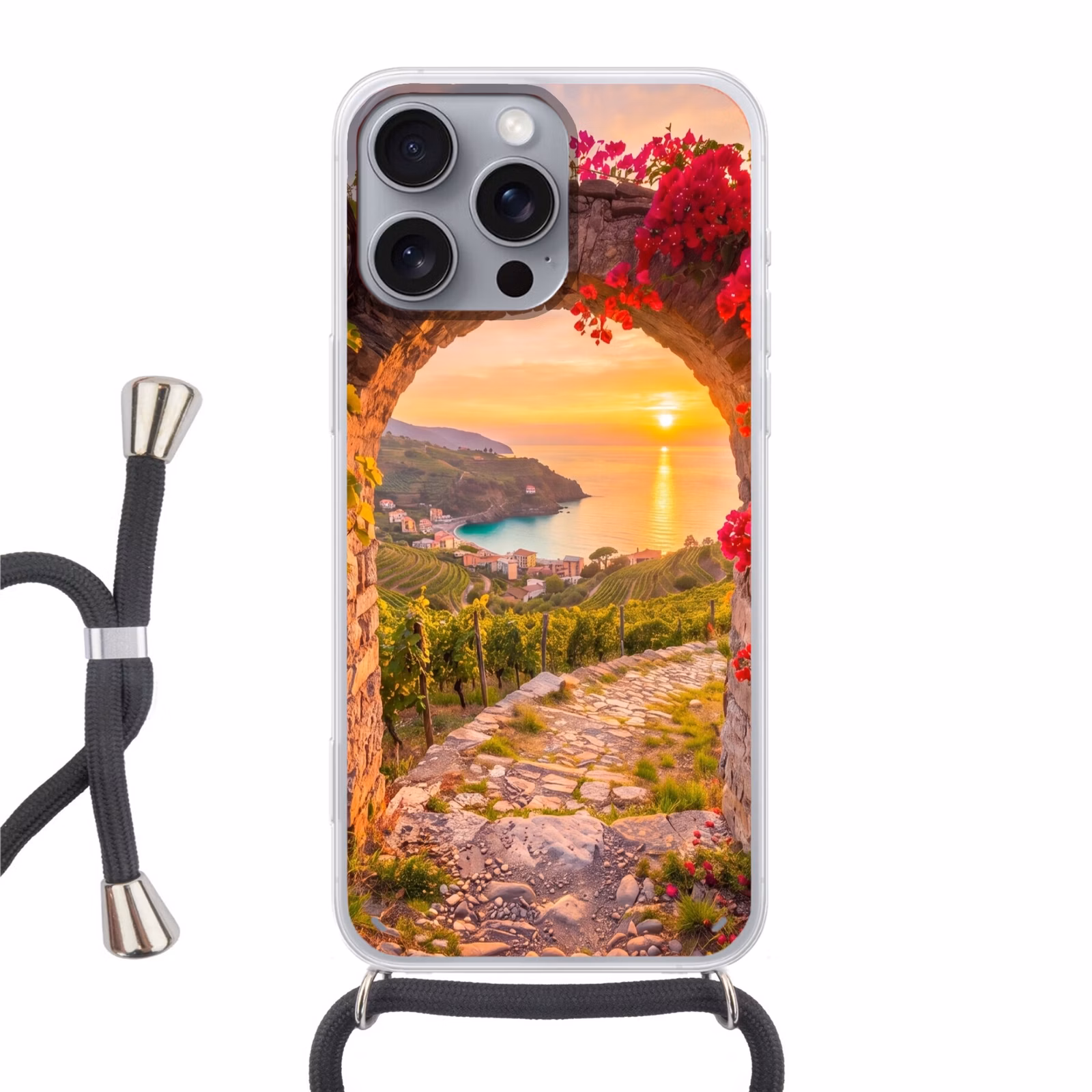 Telefoonhoesje met koord - Boog - Zonsondergang - Kust — 1