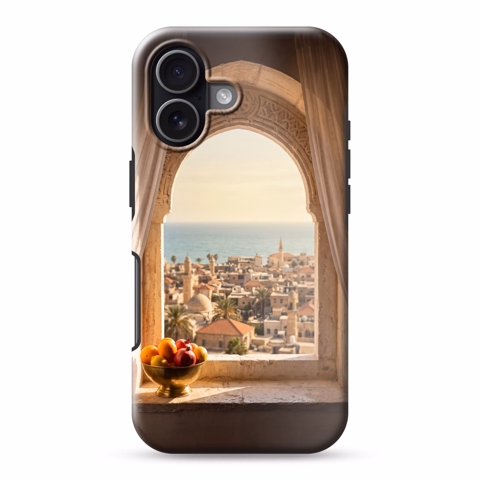 Telefoonhoesje Toughcase - Raam - Stad - Zee — 1