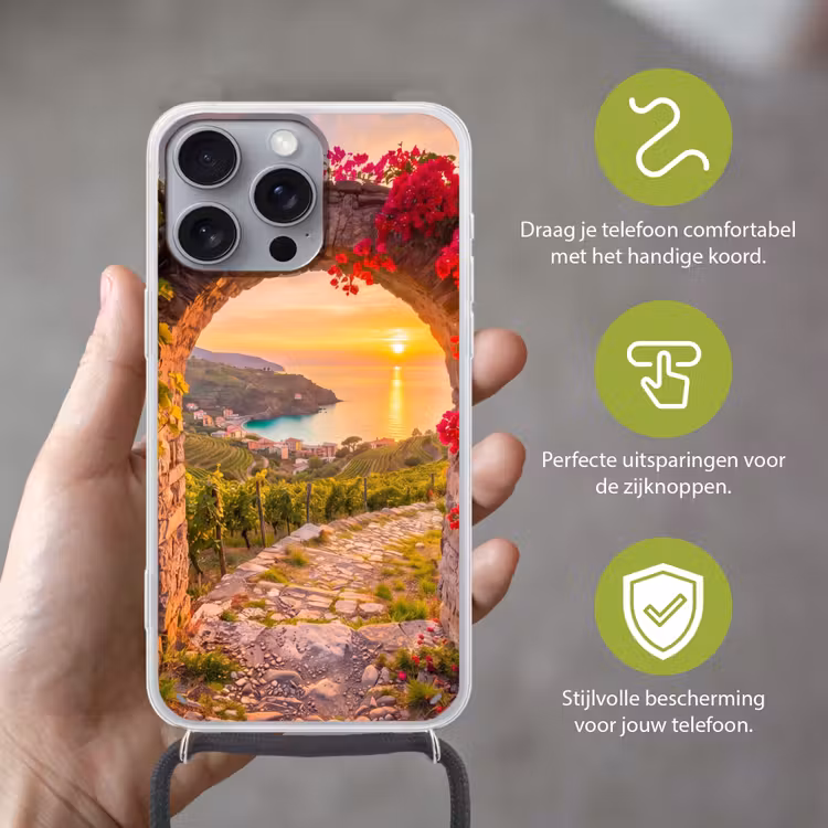 Telefoonhoesje met koord - Boog - Zonsondergang - Kust — 4