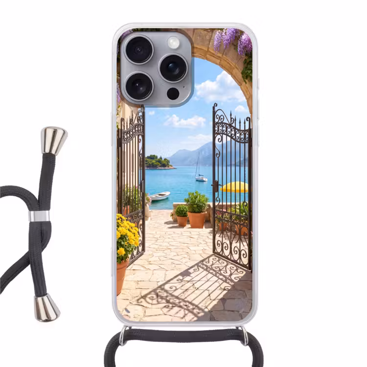 Telefoonhoesje met koord - Poort - Zee - Uitzicht — 1