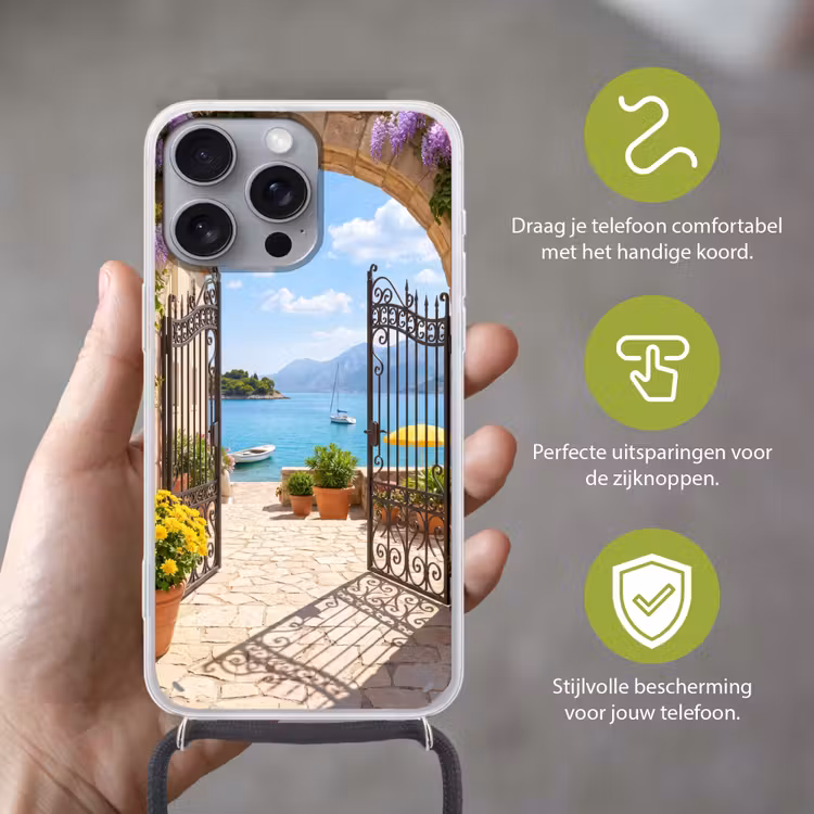 Telefoonhoesje met koord - Poort - Zee - Uitzicht — 4