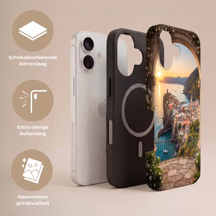Telefoonhoesje Toughcase - Dorp - Zee - Zonsondergang — 3