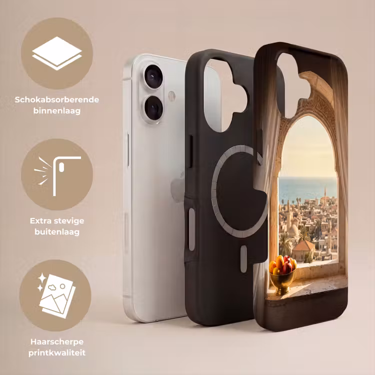 Telefoonhoesje Toughcase - Raam - Stad - Zee — 3
