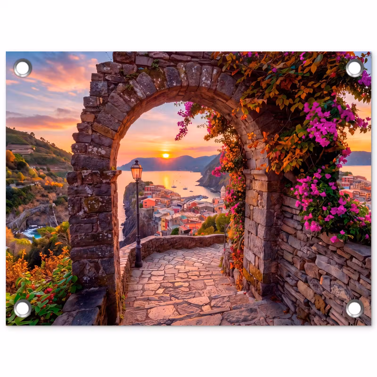 Tuinposter - Boog - Kust - Zonsondergang — 1