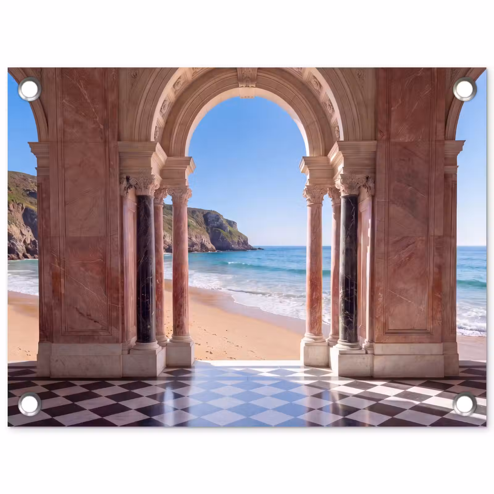 Tuinposter - Boog - Strand - Zee — 1
