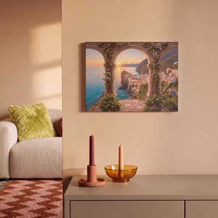 Akoestisch schilderij - Dorp - Zee - Zonsondergang — 2