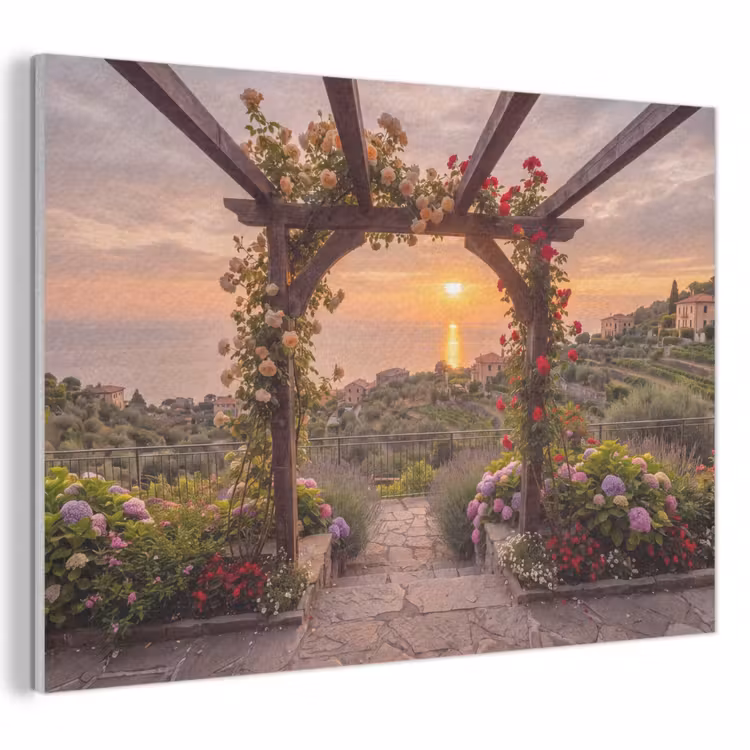 Akoestisch schilderij - Pergola - Zee - Zonsondergang — 1