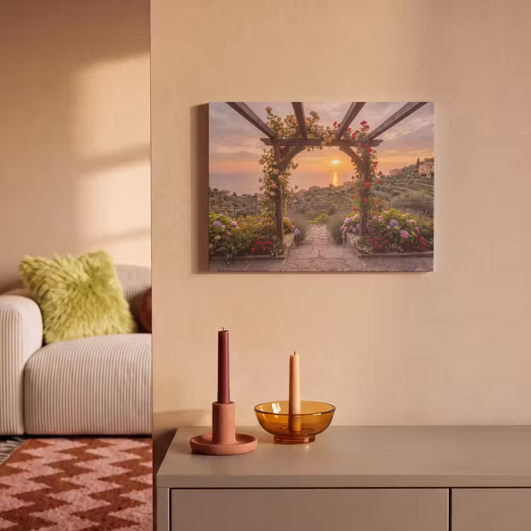 Akoestisch schilderij - Pergola - Zee - Zonsondergang — 2