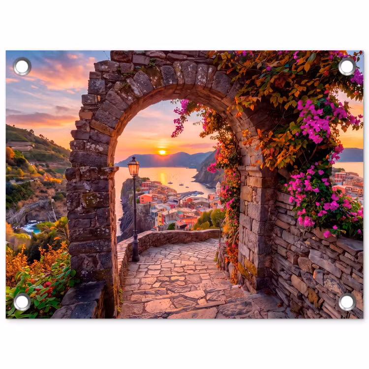 Tuinposter - Boog - Kust - Zonsondergang — 1