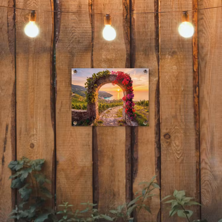 Tuinposter - Boog - Zonsondergang - Kust — 2