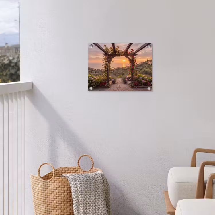 Tuinposter - Pergola - Zee - Zonsondergang — 3