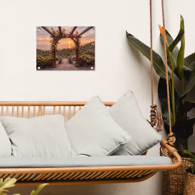 Tuinposter - Pergola - Zee - Zonsondergang — 5