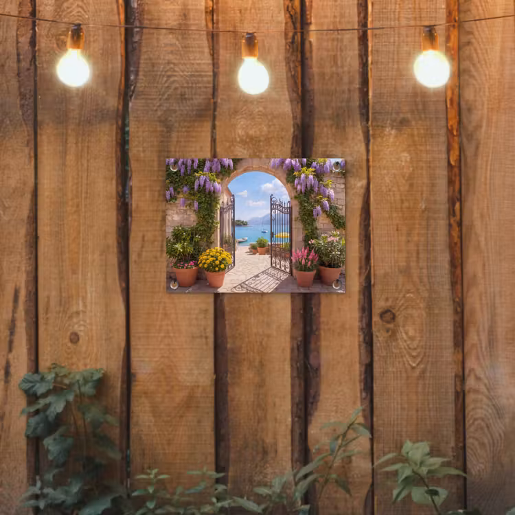 Tuinposter - Poort - Zee - Uitzicht — 2