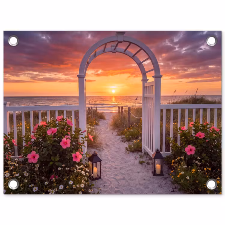 Tuinposter - Zee - Pad - Bloemen — 1