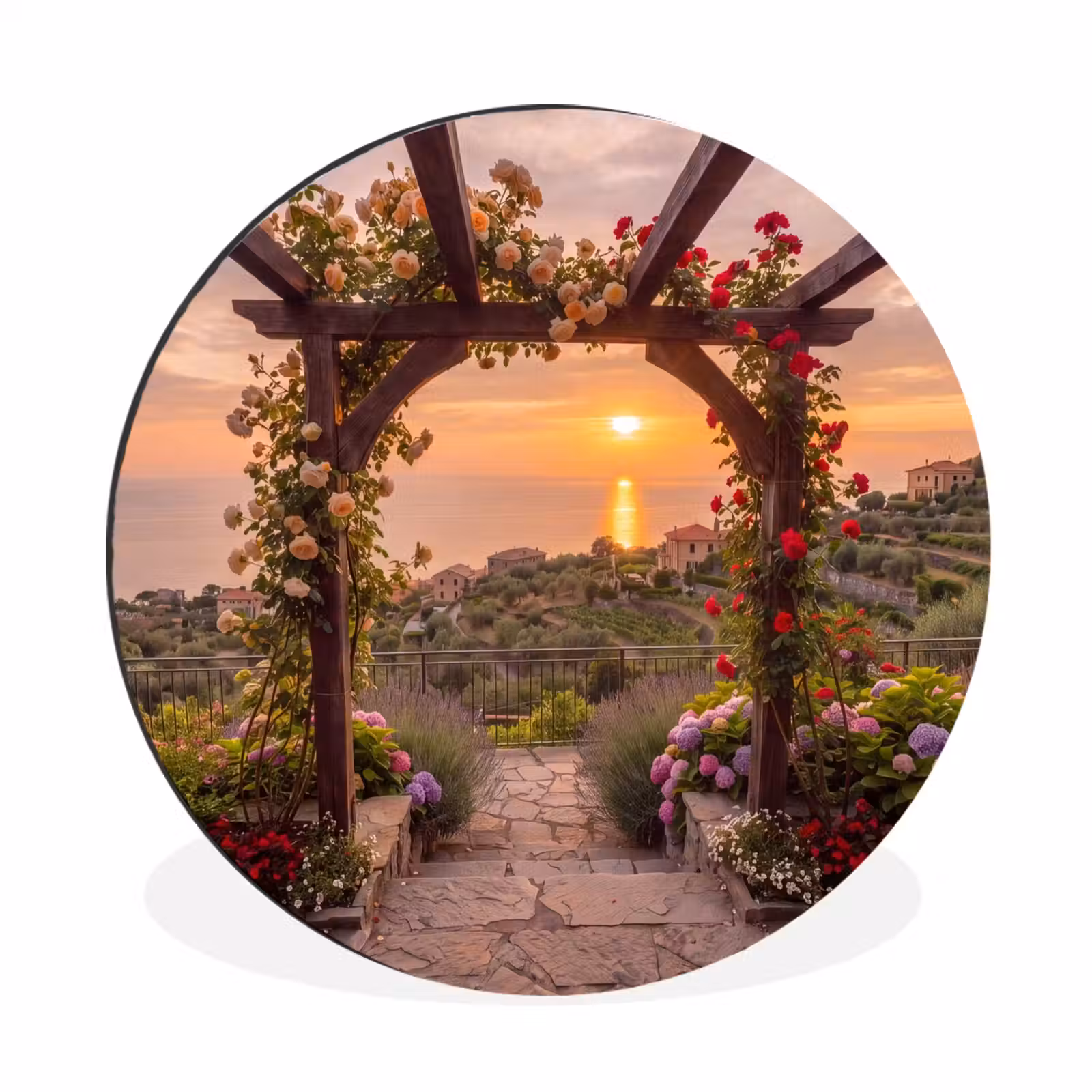 Muurcirkel aluminium - Pergola - Zee - Zonsondergang — 1