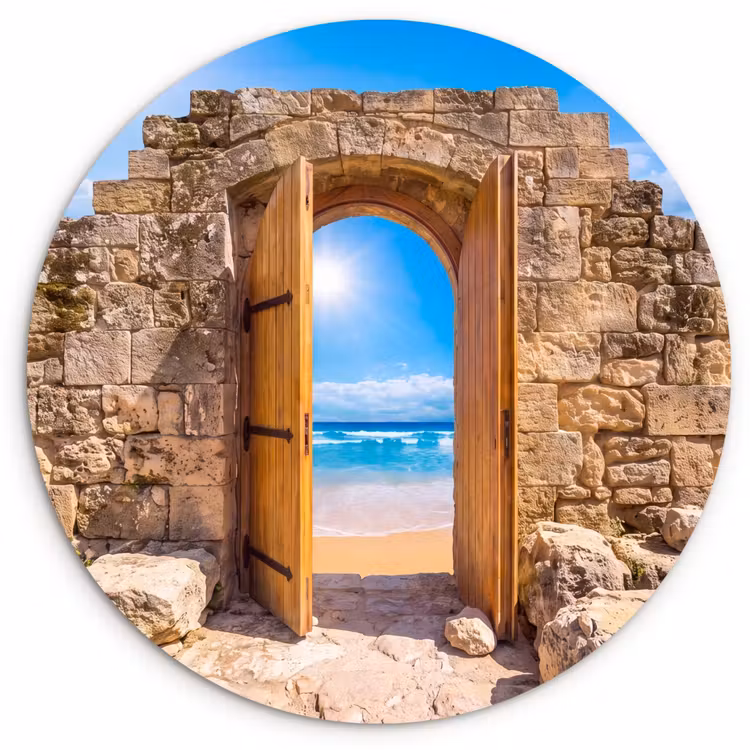 Muurcirkel glas - Deur - Strand - Zee — 1