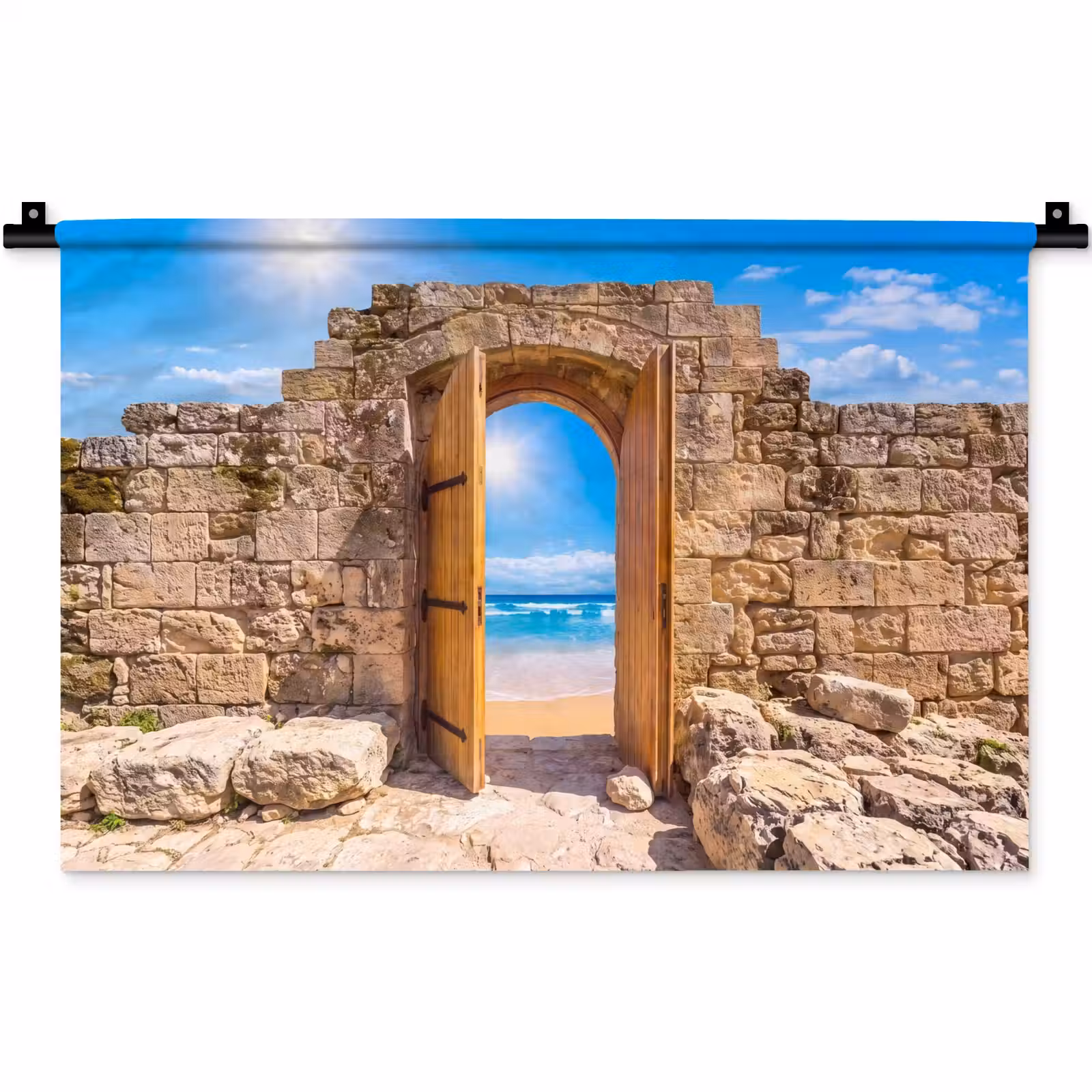 Wandkleed - Deur - Strand - Zee — 1