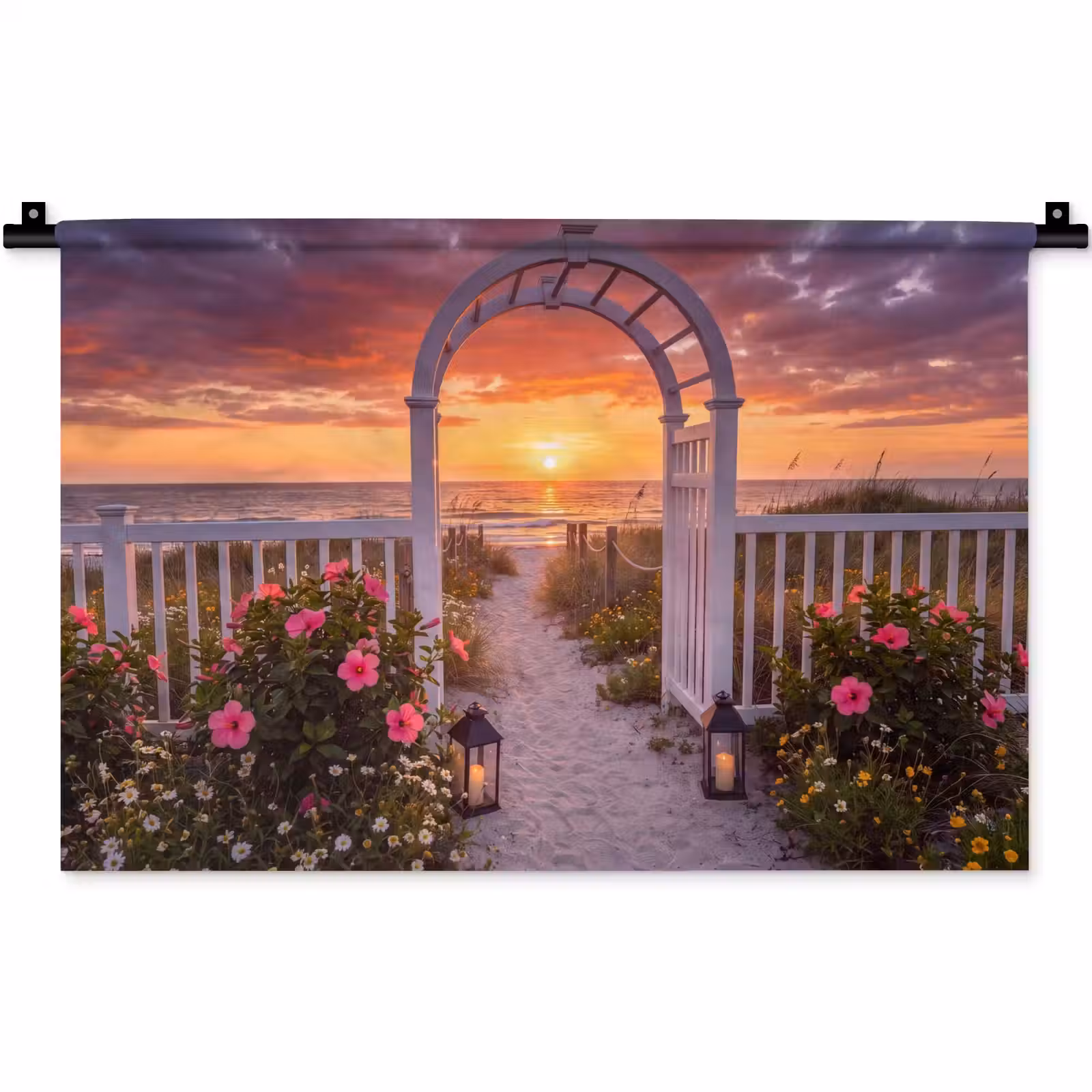Wandkleed - Zee - Pad - Bloemen — 1