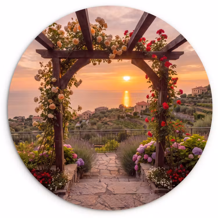 Muurcirkel glas - Pergola - Zee - Zonsondergang — 1