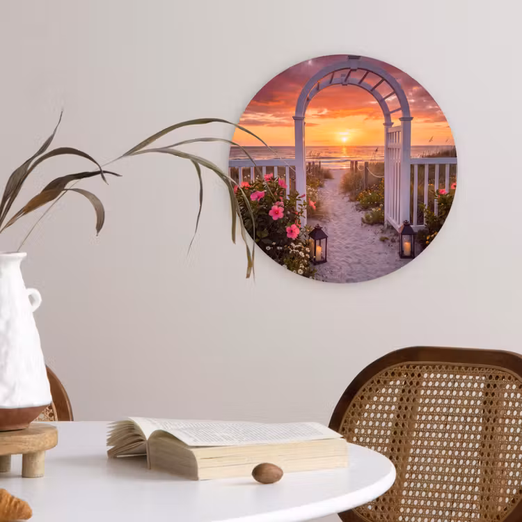 Muurcirkel glas - Zee - Pad - Bloemen — 4