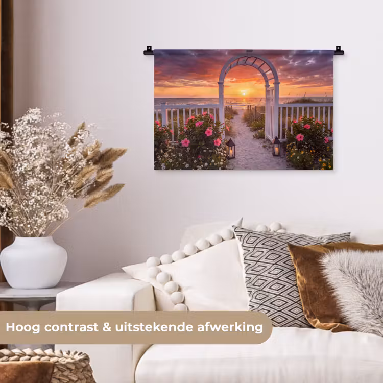 Wandkleed - Zee - Pad - Bloemen — 4