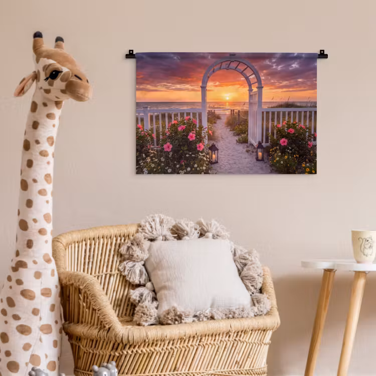 Wandkleed - Zee - Pad - Bloemen — 5