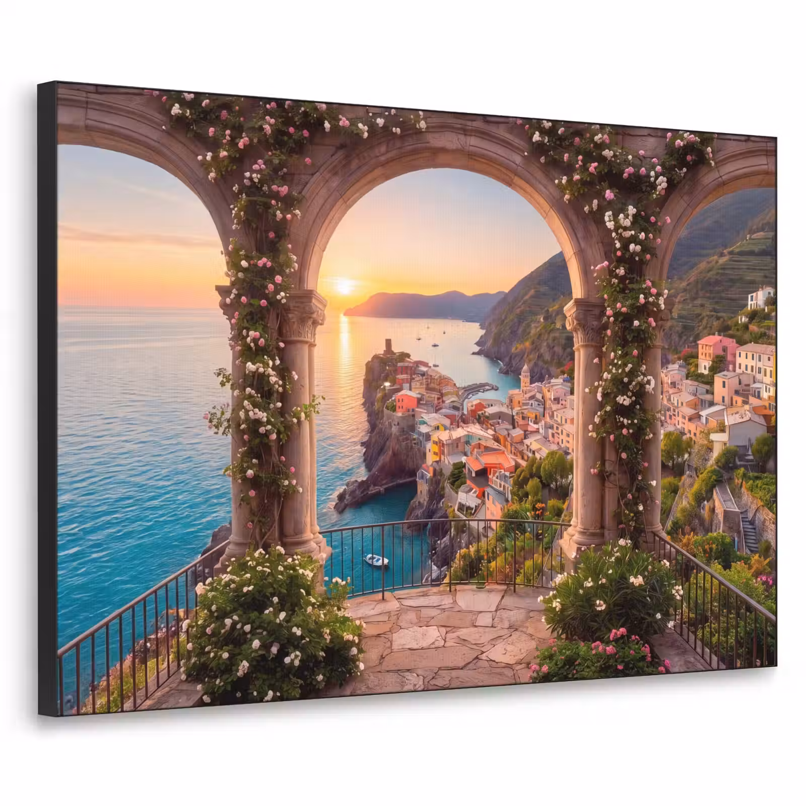 Art frame - Dorp - Zee - Zonsondergang — 1