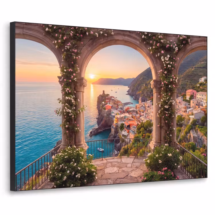 Art frame - Dorp - Zee - Zonsondergang — 1