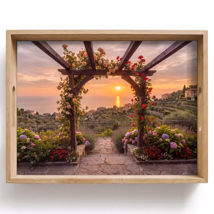 Dienblad - Pergola - Zee - Zonsondergang — 1