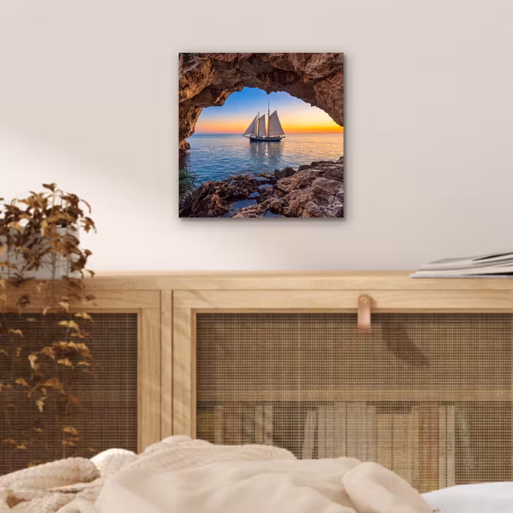 Aluminium schilderij - Zeilboot - Zonsondergang - Zee — 4