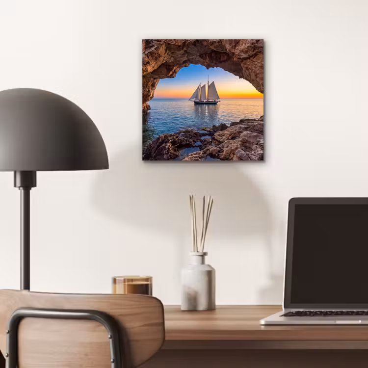 Aluminium schilderij - Zeilboot - Zonsondergang - Zee — 6
