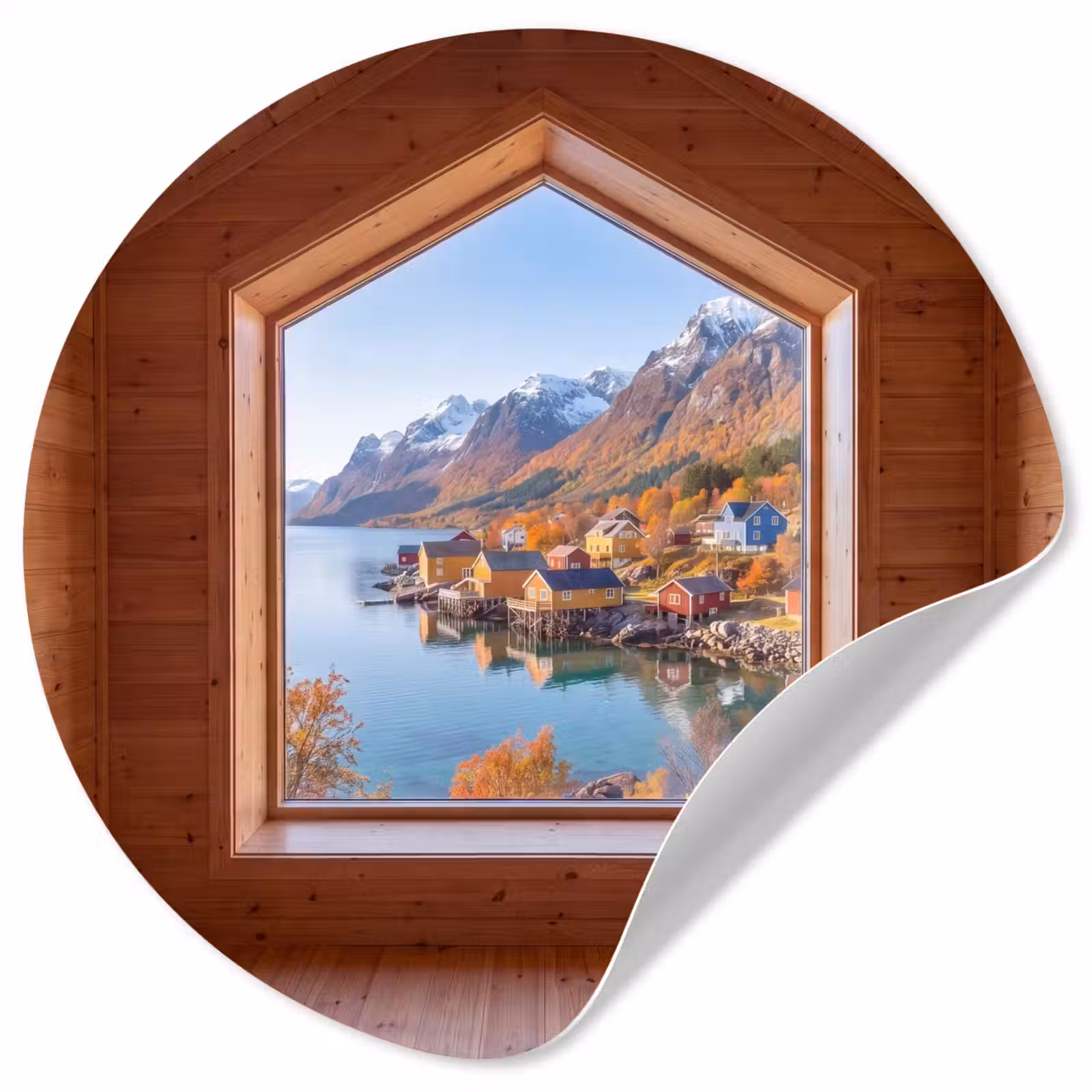Behangcirkel - Uitzicht - Fjord - Herfst — 1