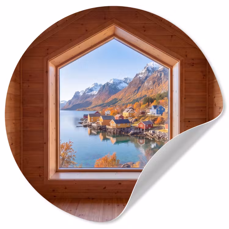 Behangcirkel - Uitzicht - Fjord - Herfst — 1
