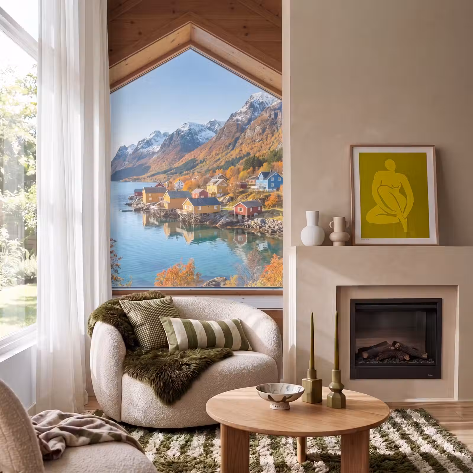 Behang - Uitzicht - Fjord - Herfst — 1