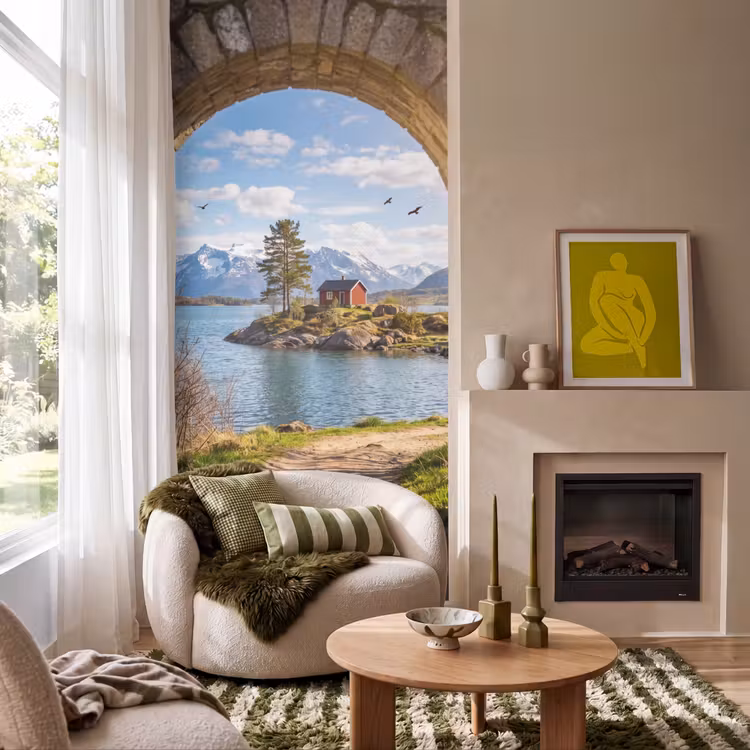 Behang - Huis - Meer - Bergen — 1