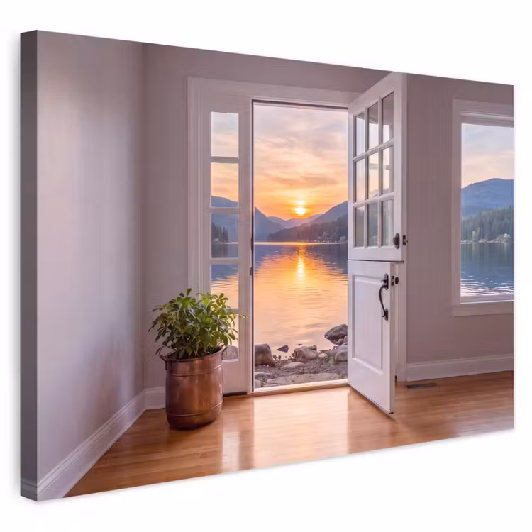 Buiten canvas - Meer - Zonsondergang - Natuur — 1