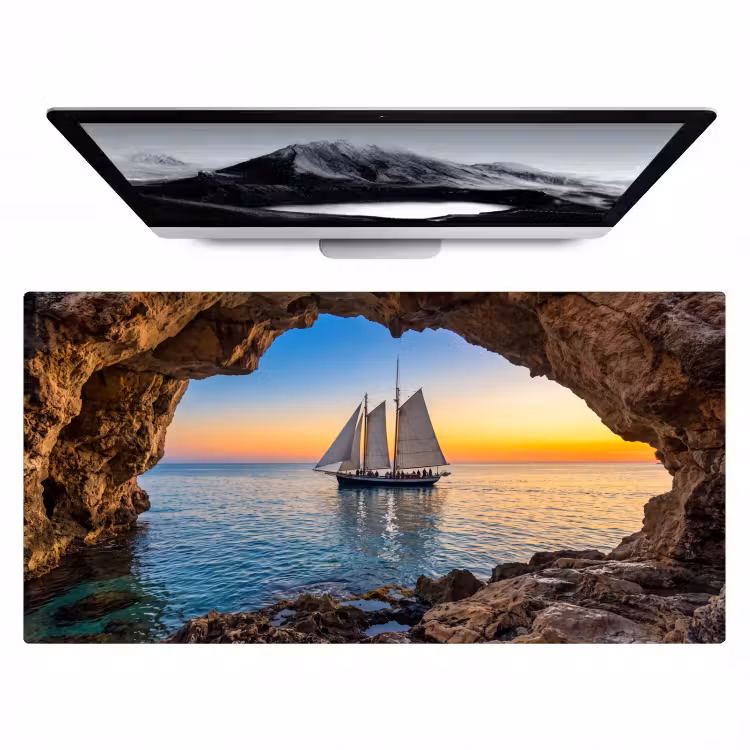 Bureau onderlegger - Zeilboot - Zonsondergang - Zee — 1