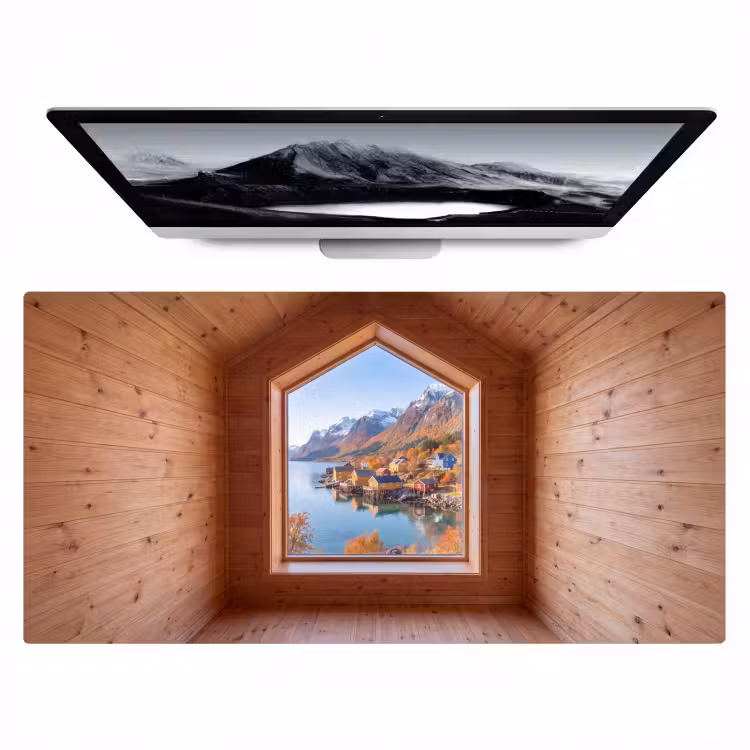 Bureau onderlegger - Uitzicht - Fjord - Herfst — 1