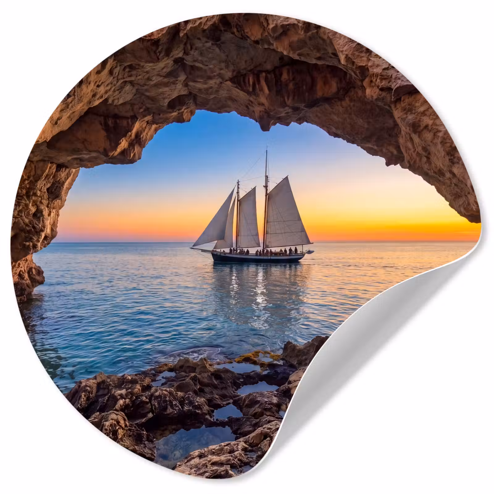 Behangcirkel - Zeilboot - Zonsondergang - Zee — 1