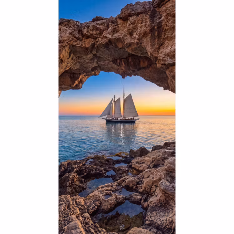 Behang - Zeilboot - Zonsondergang - Zee — 2