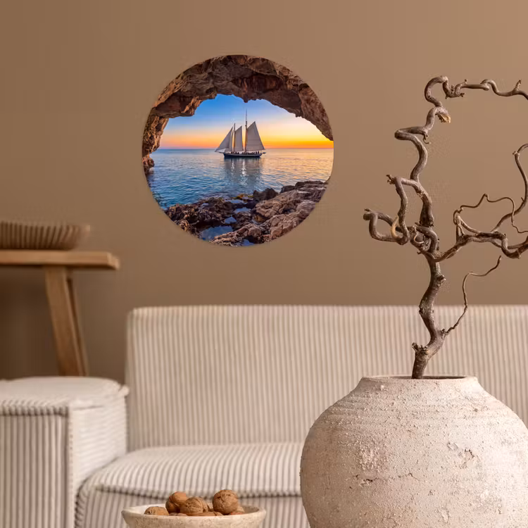 Behangcirkel - Zeilboot - Zonsondergang - Zee — 2