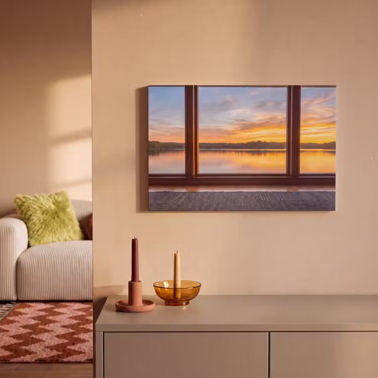Canvas schilderij - Raam - Meer - Natuur — 1