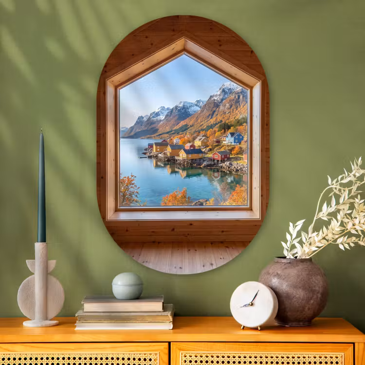 Muurovaal glas - Uitzicht - Fjord - Herfst — 2